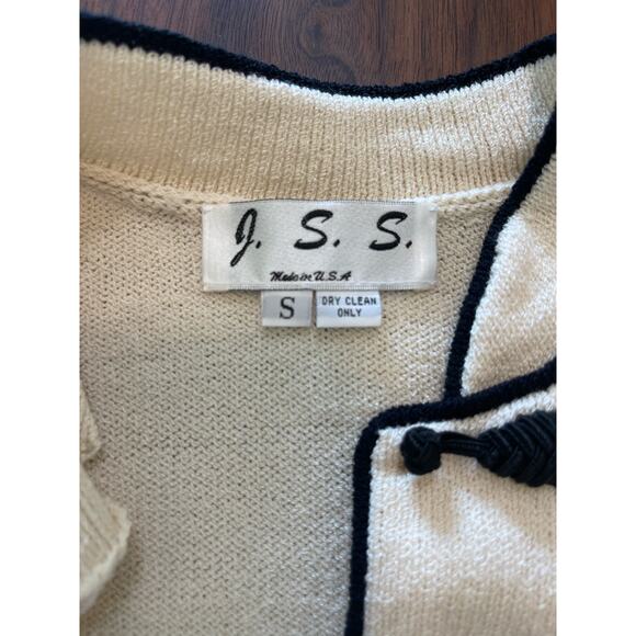 J.S.S knit wear button up Jacket small wool cream/ black vintage classic - Picture 13 of 15